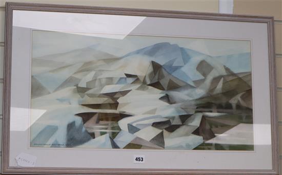 Francis Philip Goodchild (1904-1997), watercolour, Mountain landscape, signed and dated 1971, 32 x 64cm